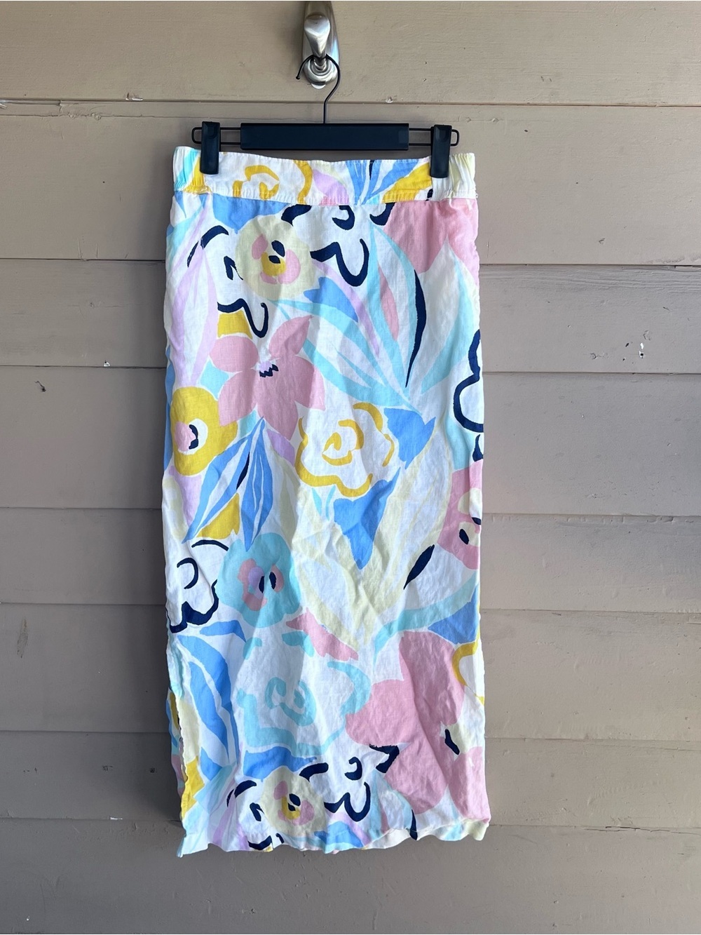 Rachel Zoe 100% Linen Floral Maxi Skirt Size S